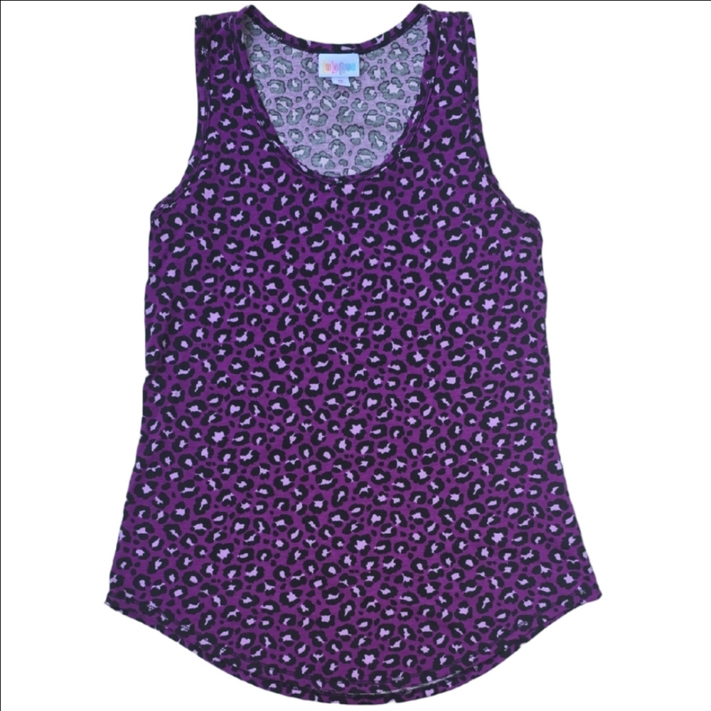 LuLaRoe Purple Leopard Print Sleeveless Tank Top